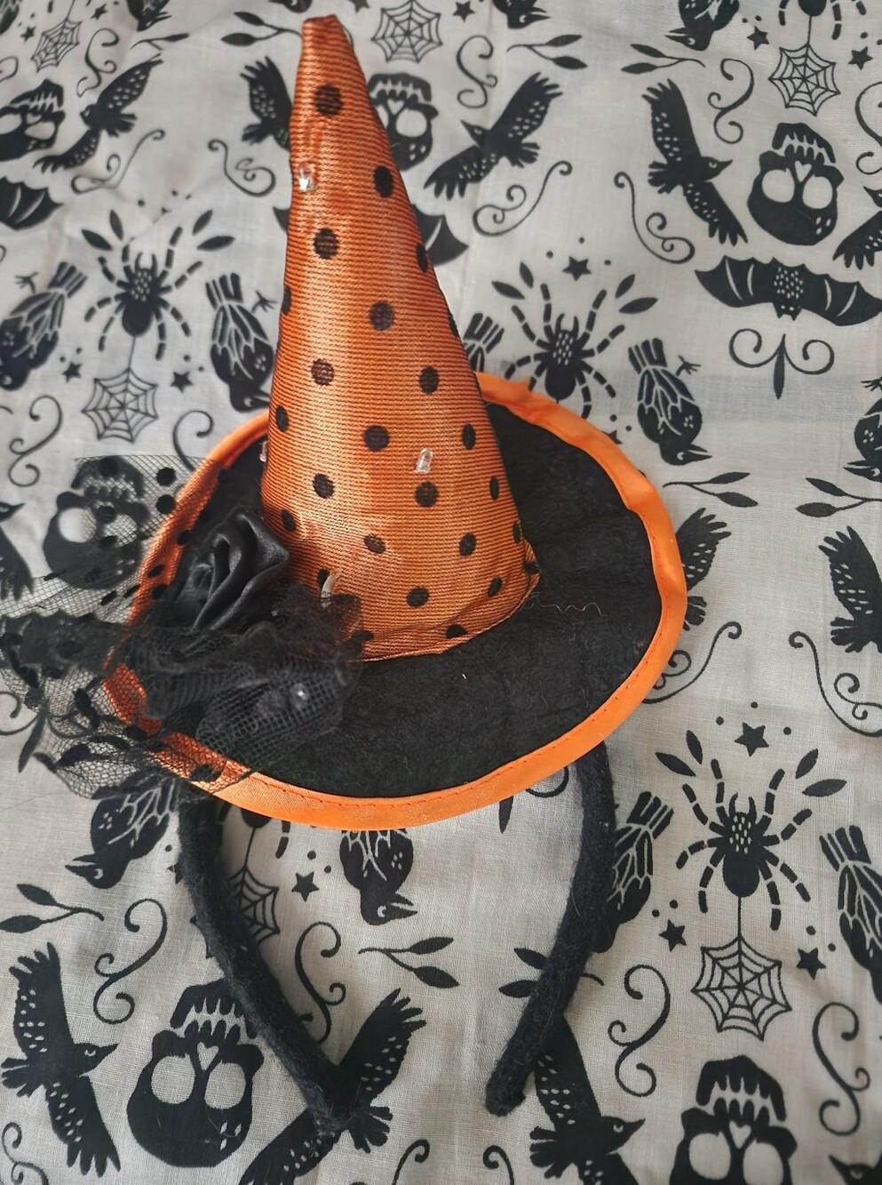 Kids Halloween Witch Hat Headband - Orange and Black
